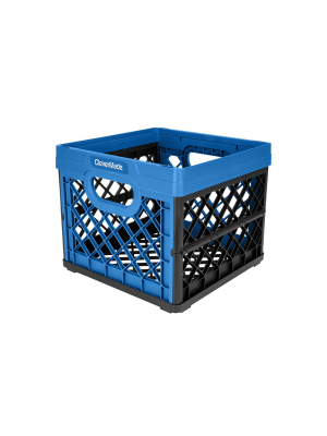 Clevermade Milkcrates Durable Plastic Stackable 25l Collapsible Utility Crate, Royal Blue (3-pack)
