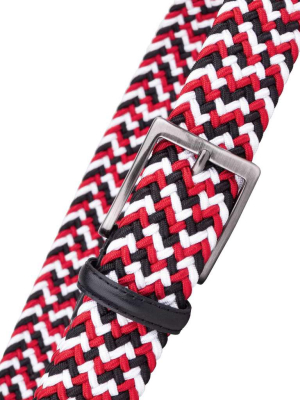 Red, White & Black Luigi Braided Viscose Belt