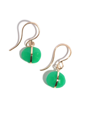 Chrysoprase Bezel Wrap Drop Earrings