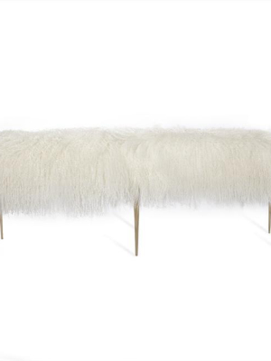 Stiletto Bench - Ivory Sheepskin