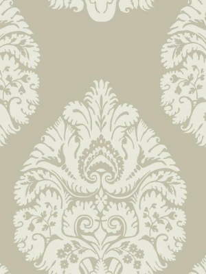 Teardrop Damask Wallpaper In Beige From The Ronald Redding 24 Karat Collection By York Wallcoverings