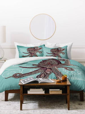 Octopus Bloom Lightweight Duvet Cover - Deny Designs®