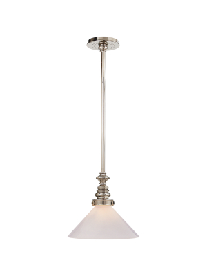 Boston Pendant In Polished Nickel With White Glass Slant Shade