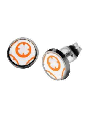 Women's Star Wars Episode 7 Bb8 Lead Stainless Steel Stud Earrings