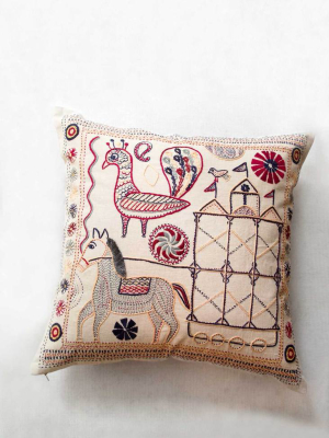 Folklore Embroidered Pillow