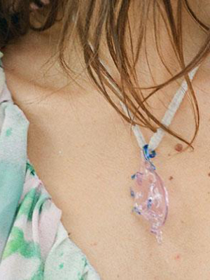 Conch Necklace, Pink W/ Blue Cord, Maryam Nassir Zadeh Fw18