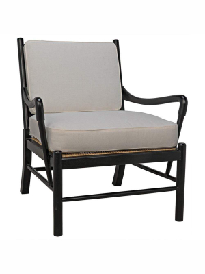 Noir Kevin Hand Rubbed Black Chair With Rattan