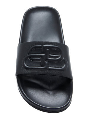 Logo-embossed Leather Slides