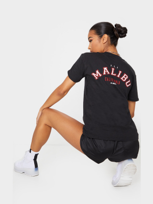 Black Malibu Back Slogan T Shirt