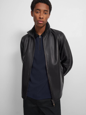 Stand Collar Jacket In Polished Nappa