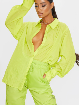 Lime Green Oversized Sheer Cuff Shirt