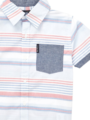 Boys' Red/blue/white Short-sleeve Button-down Shirt (sizes 4-7)