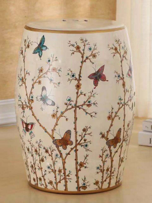 Butterfly Garden Stool French Vanilla