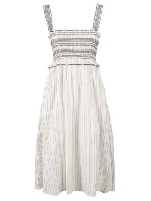 Pinko Stripe Smocked Midi Dress