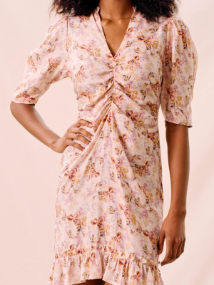 Gathered Eco-jacquard Mini Dress