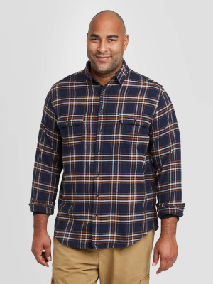 Men's Big & Tall Standard Fit 2-pocket Flannel Long Sleeve Button-down Shirt - Goodfellow & Co™