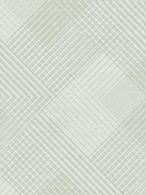 Scandia Plaid Wallpaper In Grey, Ivory, And Metallic From The Norlander Collection By York Wallcoverings