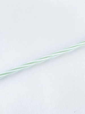 Mint & White Twisted Glass Straws
