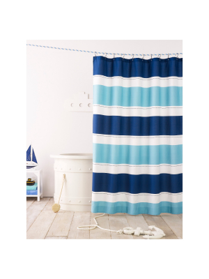 Cool Rugby Stripe Shower Curtain Blue Lake - Pillowfort™