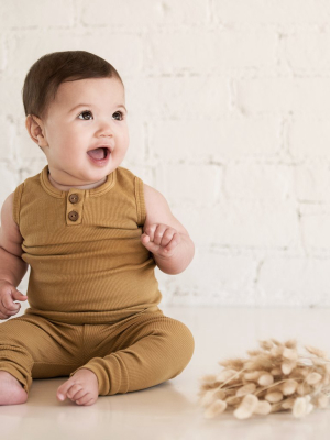 Organic Vintage Henley Tank - Ochre