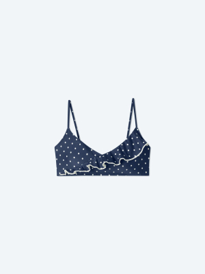 The Ruffle Marina Bikini Top - Deep Sea Dot