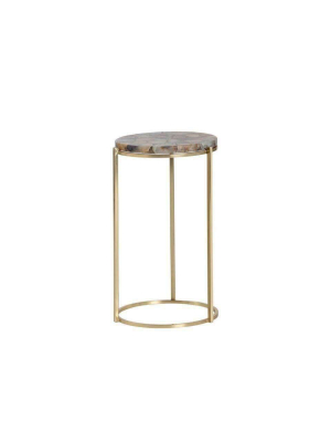 Tillie Side Table - Brass - Natural Agate Stone