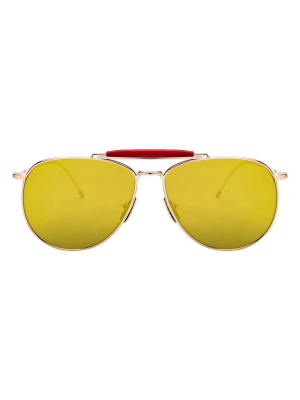 Thom Browne Eyewear Mirror Lens Aviator Sunglasses