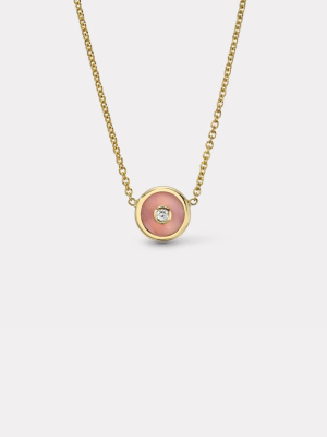 Mini Compass Necklace - Pink Opal