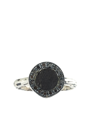 Tarnished Silver Ring (g-an03dn-silver-blk-diamonds)