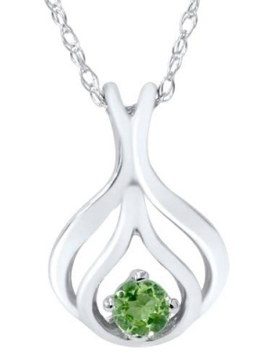 Pompeii3 Solitaire Peridot Pendant 10k White Gold