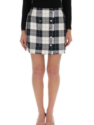 Thom Browne Checked Button Mini Skirt