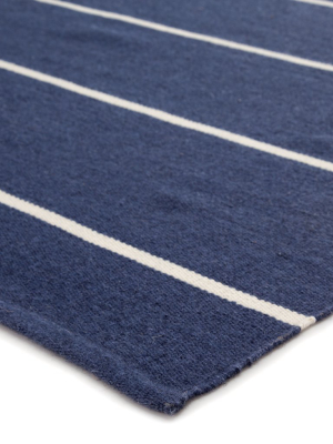 Corbina Indoor/ Outdoor Stripe Dark Blue & Ivory Area Rug