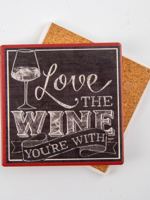 Thirstystone Love The Wine You're With 4 Piece Occasions Coaster Set