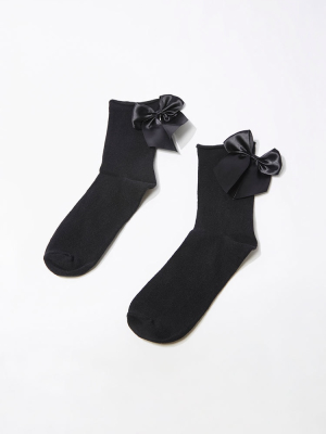 Satin Bow Crew Socks