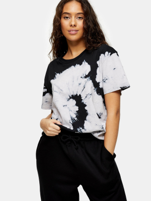 Petite Black And White Tie Dye T-shirt