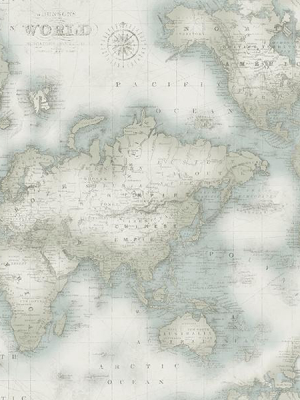 Mercator Aqua World Map Wallpaper From The Seaside Living Collection By Brewster Home Fashions