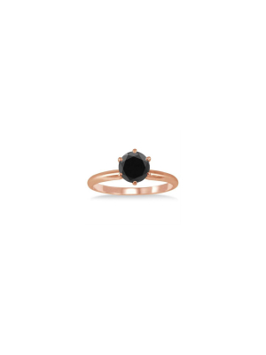 Pompeii3 2ct Black Diamond Solitaire Engagement Ring 14k Rose Gold