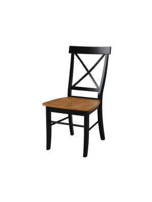 Set Of 2 X Back Chairs With Solid Wood Seats - International Concepts