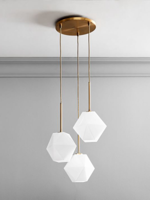 Sculptural Glass 3-light Faceted Chandelier - Milk