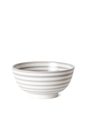 Ceramic Salad Bowl - Gray Stripe