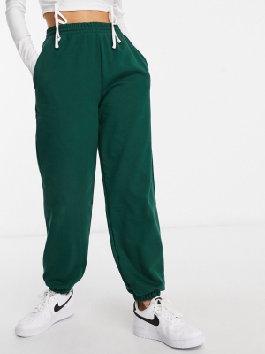 Asos Design Lounge Co-ord Oversized Sweatpants With Contrast Ties In Green