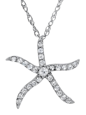 Pompeii3 1/4ct Diamond Starfish Pendant 10k White Gold W/ 18" Chain