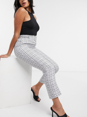 Asos Design High Waisted Belted Cigarette In Mono Check