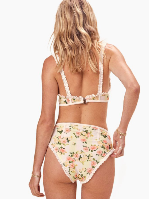 Charleston High Waist Bikini Bottom - Buttercreme Yellow Floral Print