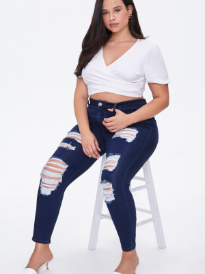 Plus Size Distressed Skinny Jeans