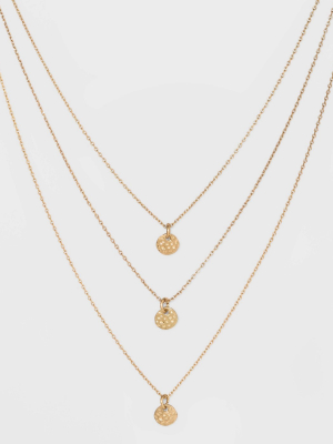 Three Row Hammered Charm Necklace - Universal Thread™ Gold