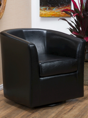 Daymian Faux Leather Swivel Club Chair - Christopher Knight Home