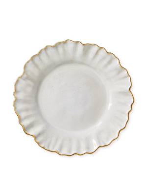 Ruffled Gold Rim Dinner Plates, Set Of 4