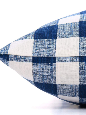 Navy Blue Gingham Check Dog Bed