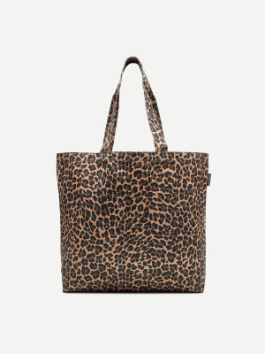 Large Reusable Everyday Canvas Tote In Leopard